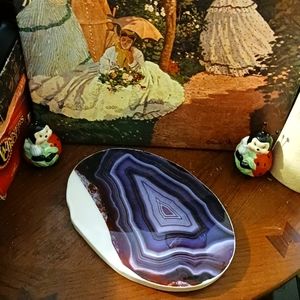 Premium Agate Slab with Amethyst Ring, 🌟 One Finished Agate Slice,Nice!🎁🧀🍱